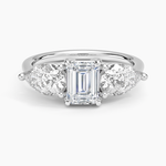 Luxe Opera Three Stone Diamond Ring (1 1/3 ct. tw.) Platinum Emerald Engagement Ring