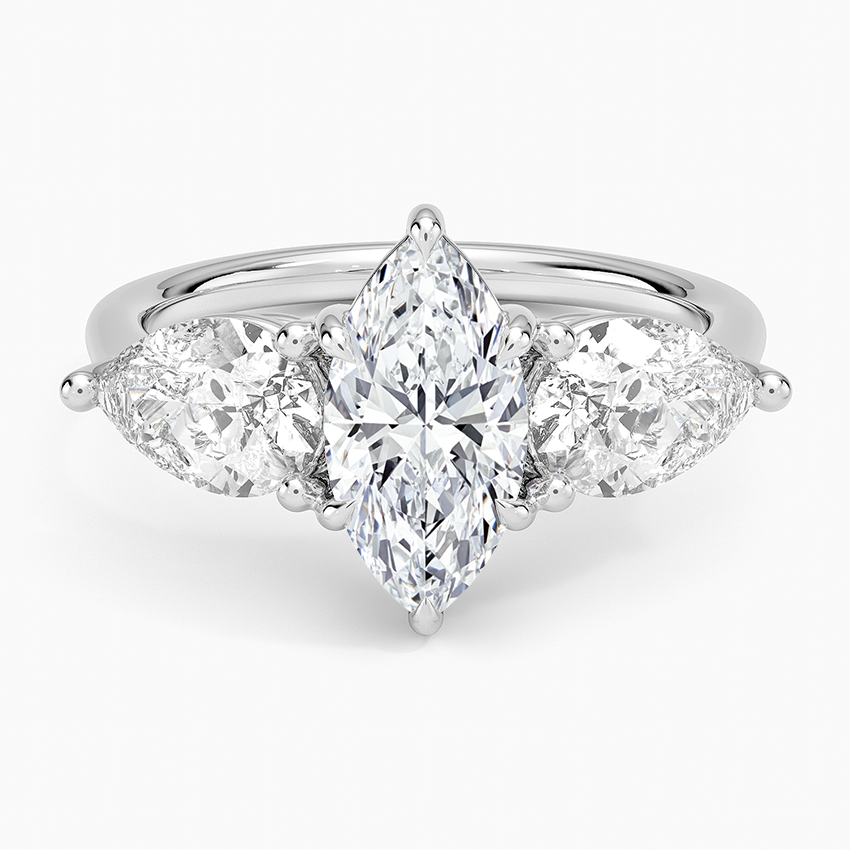 Luxe Opera Three Stone Diamond Ring (1 1/3 ct. tw.) Platinum Marquise Engagement Ring
