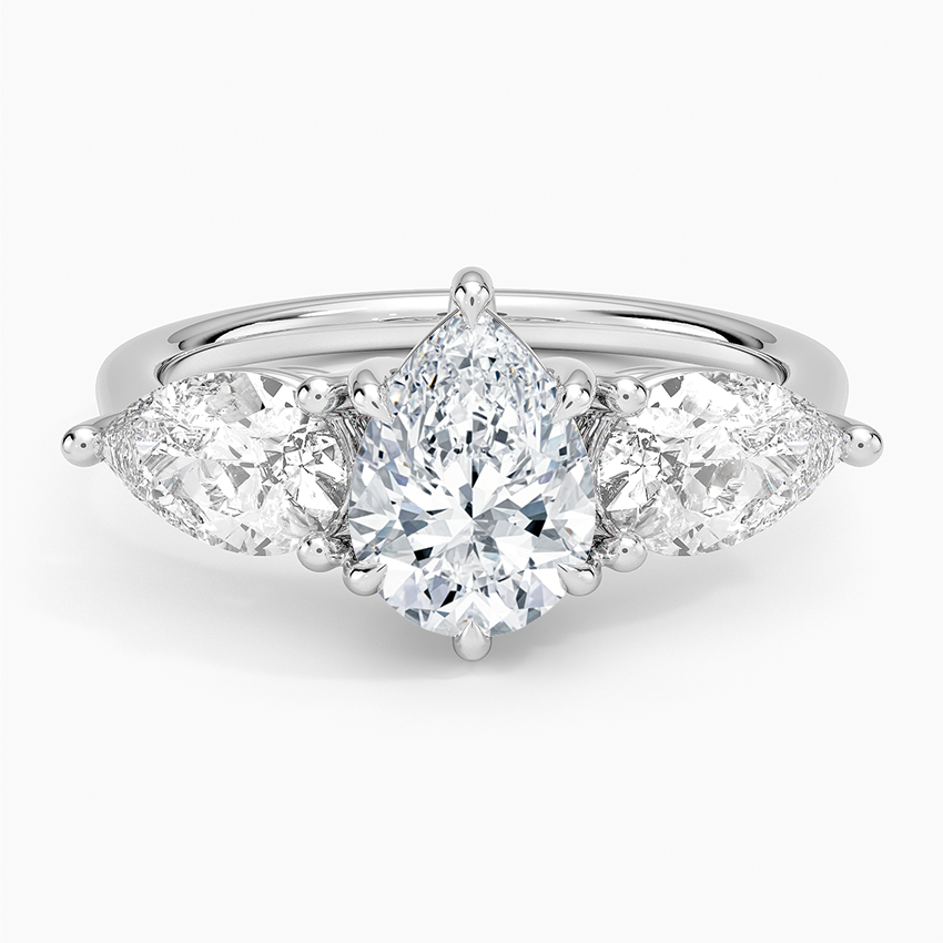 Luxe Opera Three Stone Diamond Ring (1 1/3 ct. tw.) Platinum Pear Engagement Ring