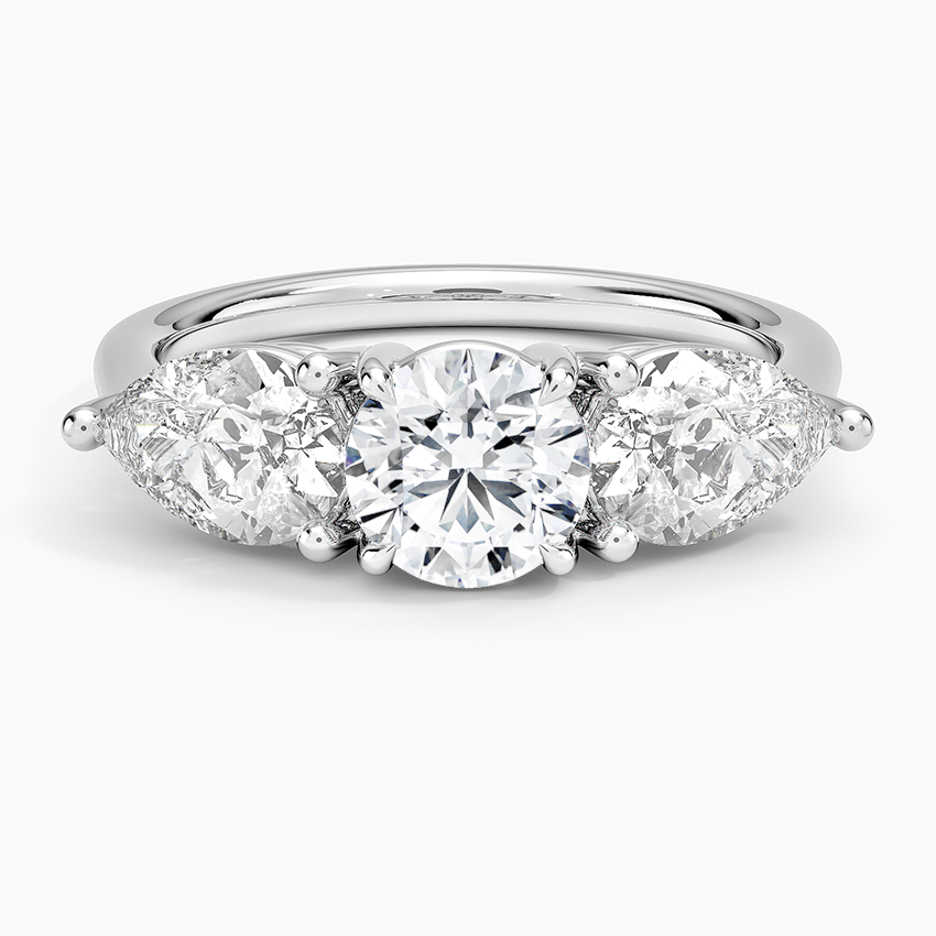 Luxe Opera Three Stone Diamond Ring (1 1/3 ct. tw.) Platinum Round Engagement Ring