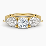 Luxe Opera Three Stone Diamond Ring (1 1/3 ct. tw.) Yellow Gold 18k Cushion Engagement Ring