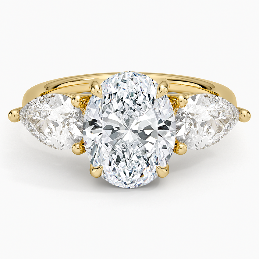 Luxe Opera Three Stone Diamond Ring (1 1/3 ct. tw.) Yellow Gold 18k Oval Engagement Ring