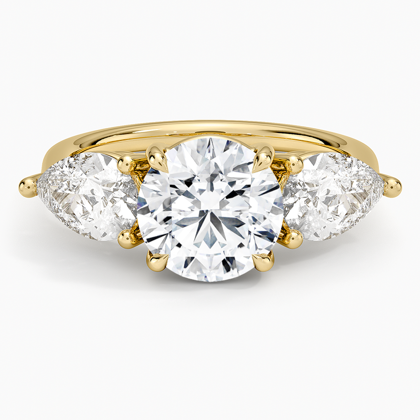 Luxe Opera Three Stone Diamond Ring (1 1/3 ct. tw.) Yellow Gold 18k Round Engagement Ring