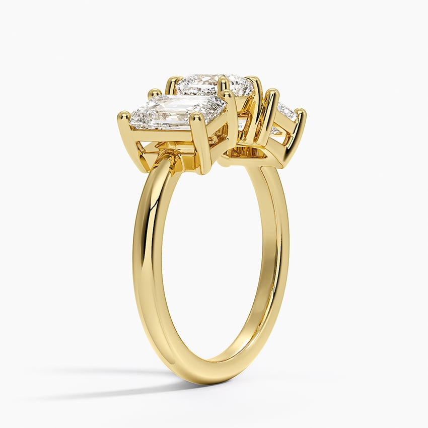 Luxe Rhiannon Three Stone Diamond Ring (1 1/10 ct. tw.) Yellow Gold 18k Cushion Engagement Ring