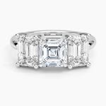 Luxe Rhiannon Three Stone Diamond Ring (1 1/10 ct. tw.) Platinum Asscher Engagement Ring