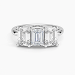 Luxe Rhiannon Three Stone Diamond Ring (1 1/10 ct. tw.) Platinum Emerald Engagement Ring