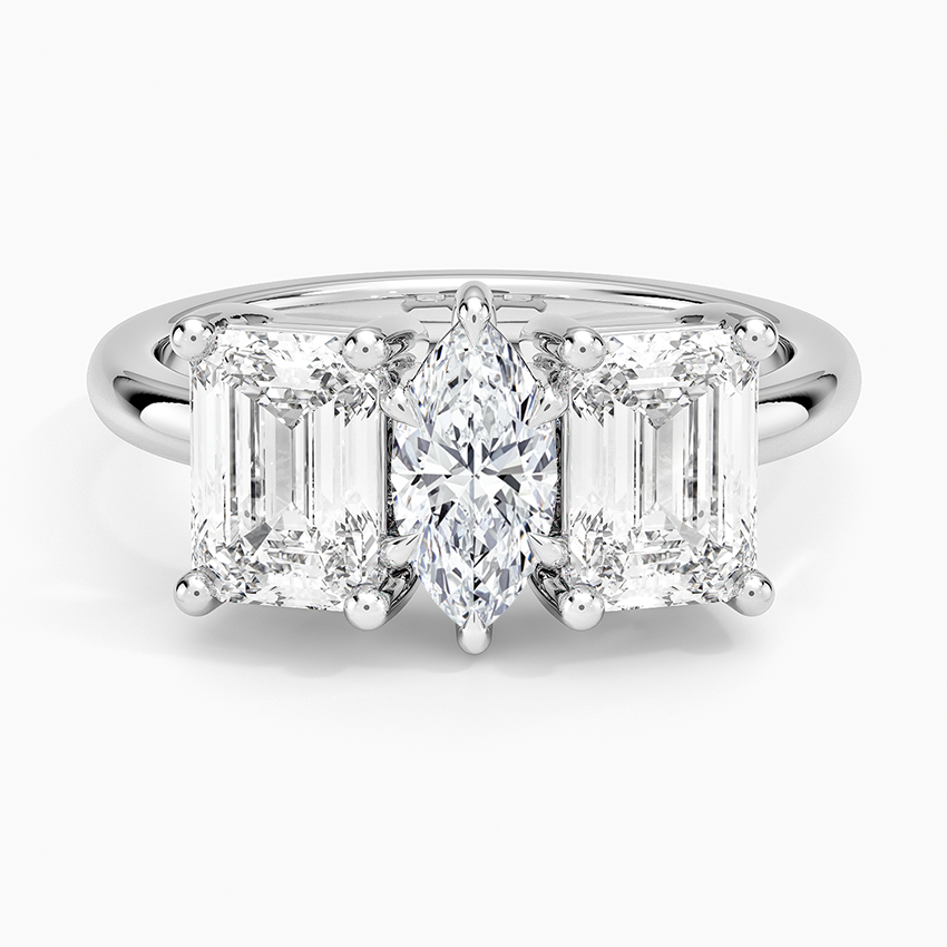 Luxe Rhiannon Three Stone Diamond Ring (1 1/10 ct. tw.) Platinum Marquise Engagement Ring