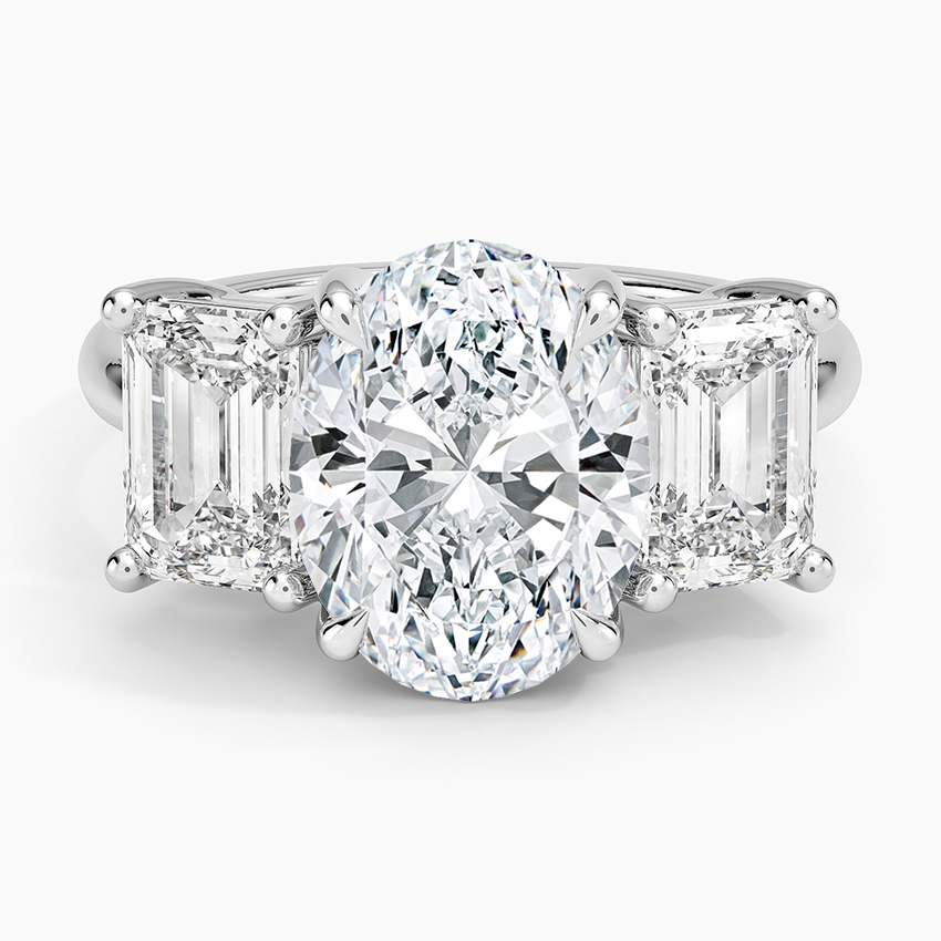 Luxe Rhiannon Three Stone Diamond Ring (1 1/10 ct. tw.) Platinum Oval Engagement Ring