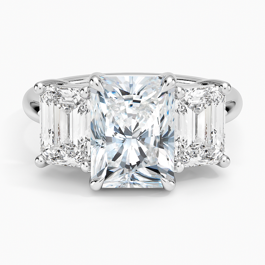 Luxe Rhiannon Three Stone Diamond Ring (1 1/10 ct. tw.) Platinum Radiant Engagement Ring
