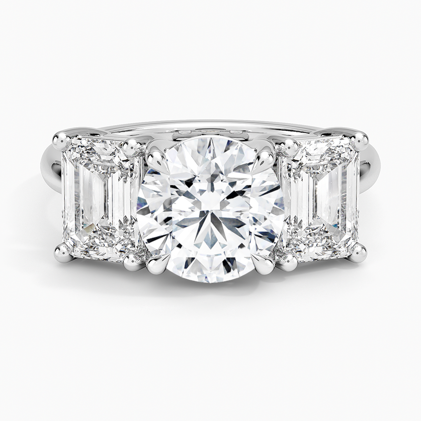 Luxe Rhiannon Three Stone Diamond Ring (1 1/10 ct. tw.) Platinum Round Engagement Ring