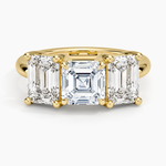 Luxe Rhiannon Three Stone Diamond Ring (1 1/10 ct. tw.) Yellow Gold 18k Asscher Engagement Ring