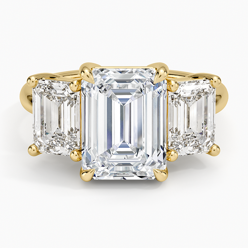 Luxe Rhiannon Three Stone Diamond Ring (1 1/10 ct. tw.) Yellow Gold 18k Emerald Engagement Ring