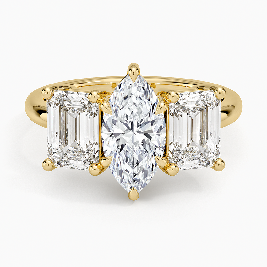 Luxe Rhiannon Three Stone Diamond Ring (1 1/10 ct. tw.) Yellow Gold 18k Marquise Engagement Ring