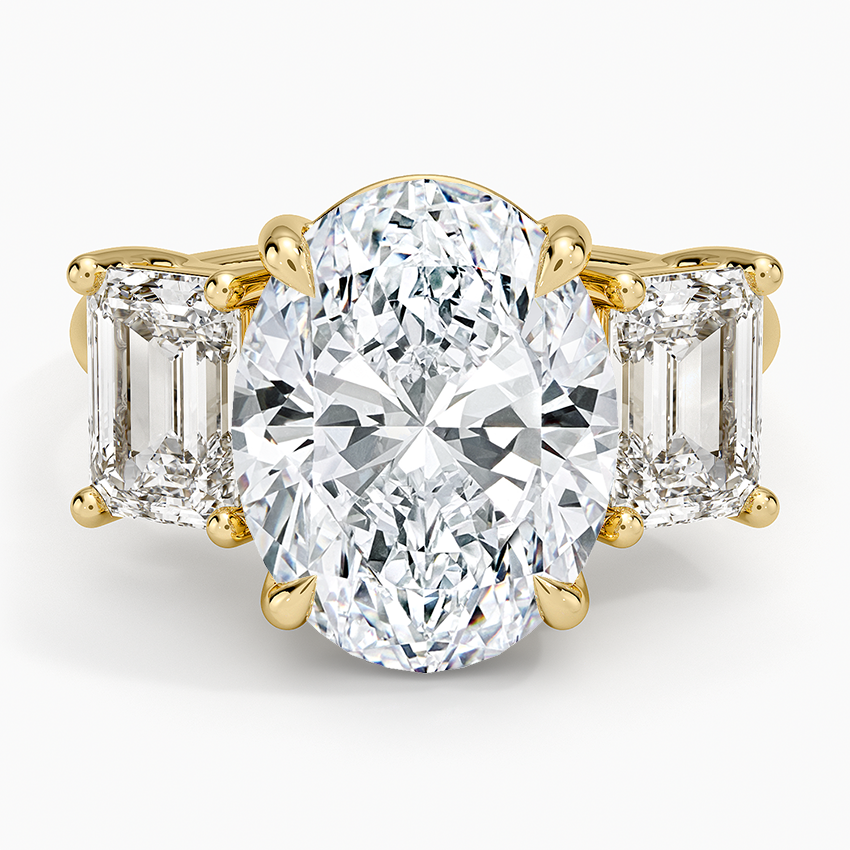 Luxe Rhiannon Three Stone Diamond Ring (1 1/10 ct. tw.) Yellow Gold 18k Oval Engagement Ring