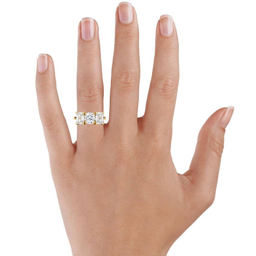 Luxe Rhiannon Three Stone Diamond Ring (1 1/10 ct. tw.) Yellow Gold 18k Engagement Ring
