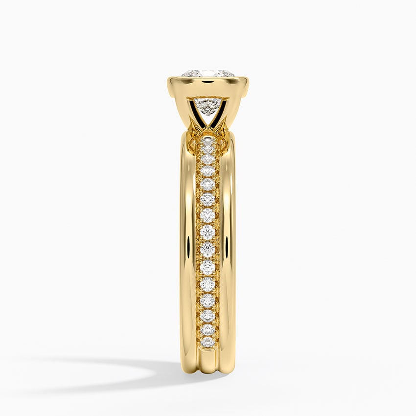 Sofia Triple Band Diamond Ring (1/4 ct. tw.) Yellow Gold 18k Cushion Engagement Ring