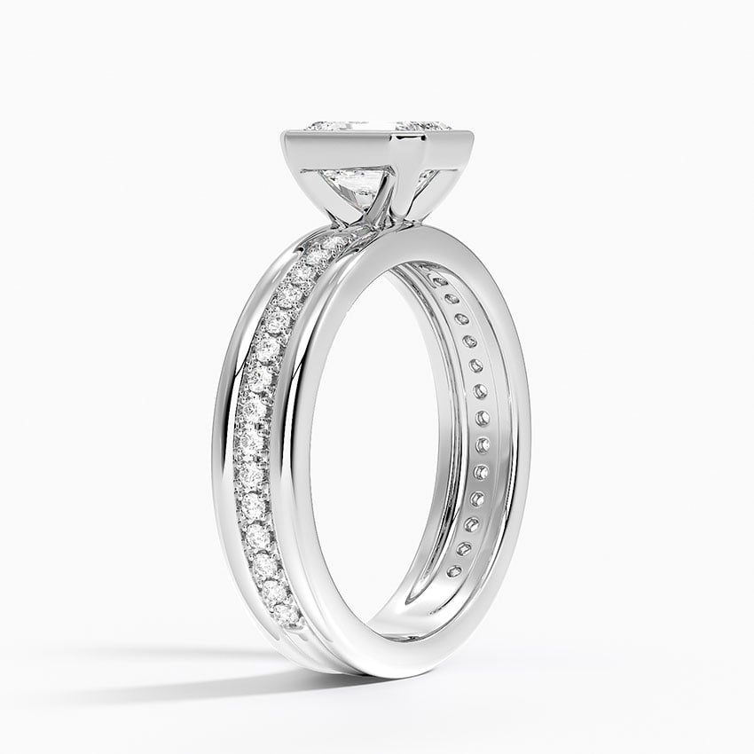 Sofia Triple Band Diamond Ring (1/4 ct. tw.) Platinum Emerald Engagement Ring