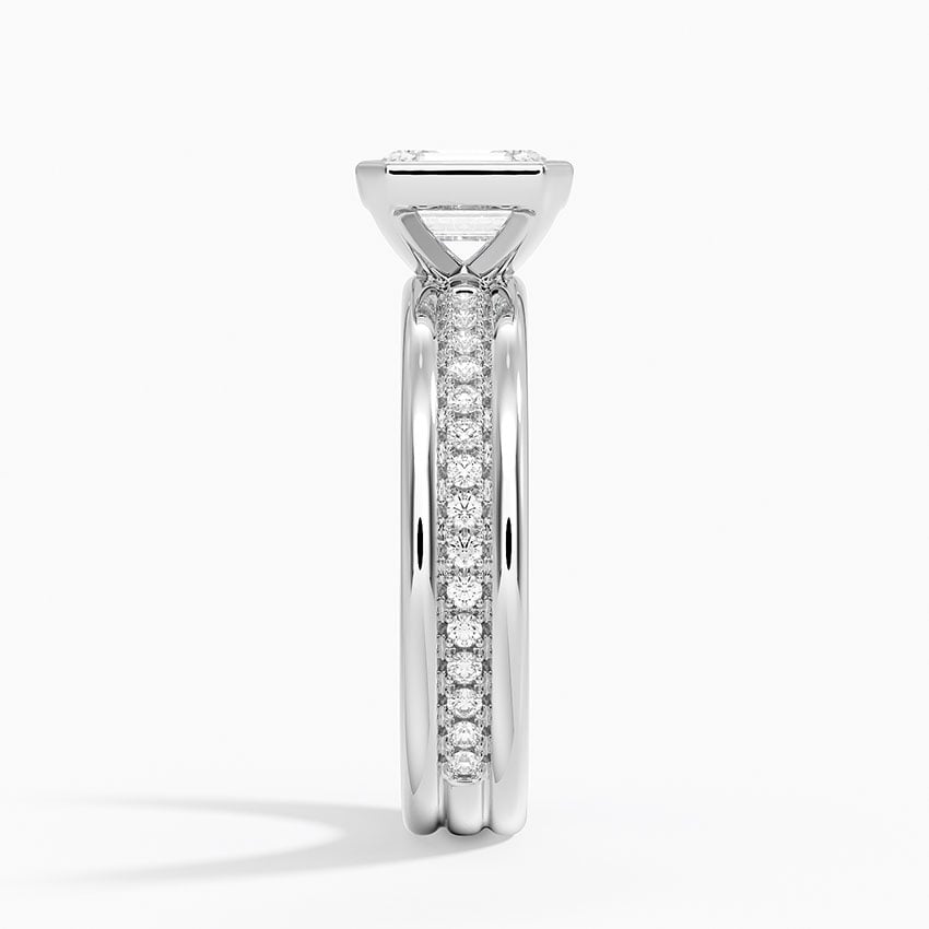 Sofia Triple Band Diamond Ring (1/4 ct. tw.) Platinum Emerald Engagement Ring