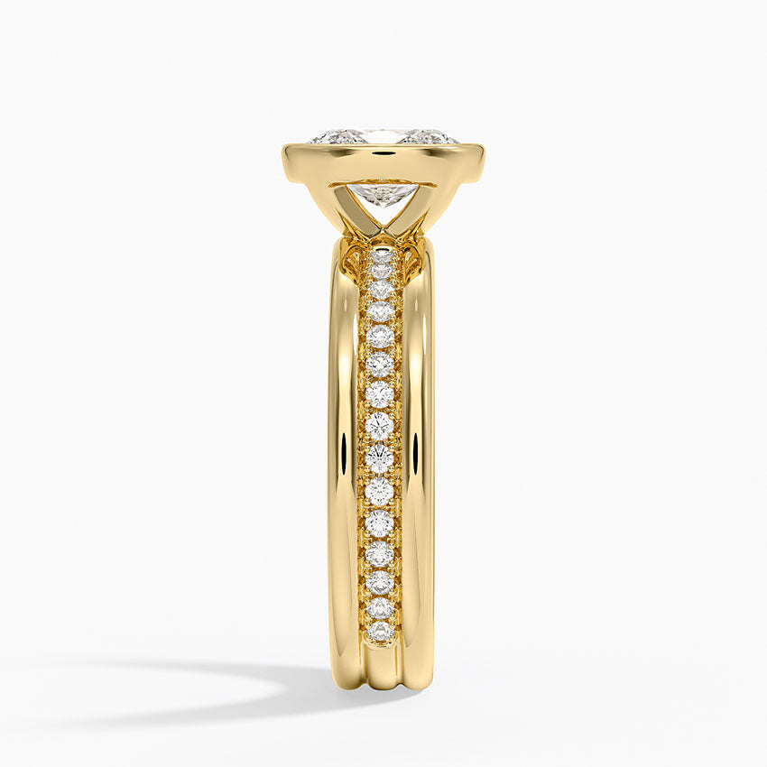 Sofia Triple Band Diamond Ring (1/4 ct. tw.) Yellow Gold 18k Oval Engagement Ring