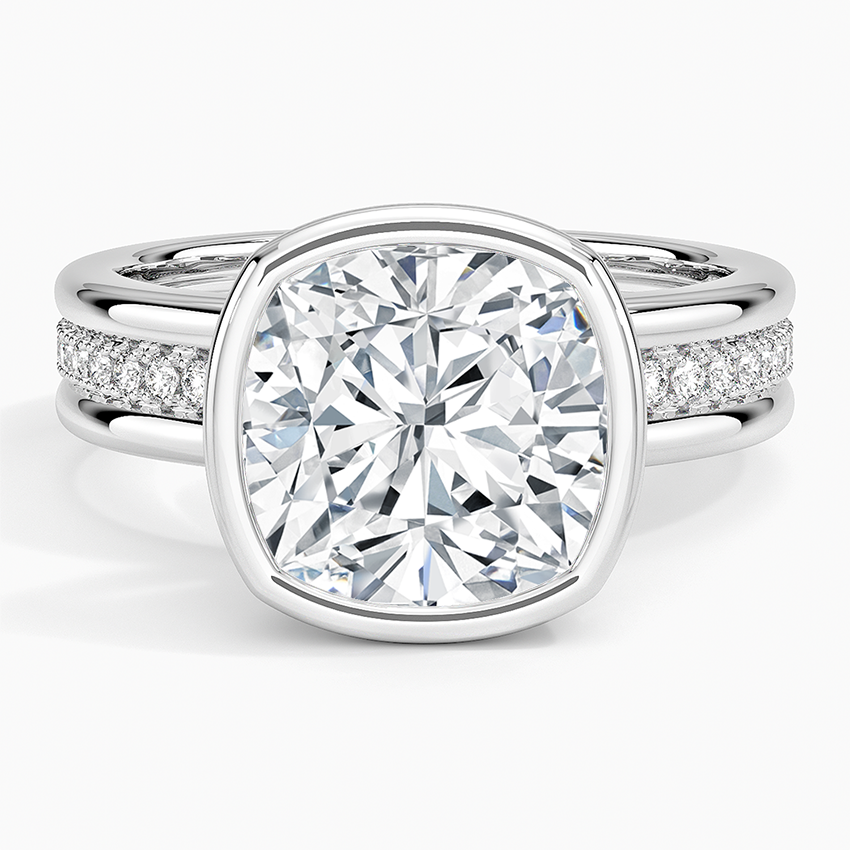 Sofia Triple Band Diamond Ring (1/4 ct. tw.) Platinum Cushion Engagement Ring