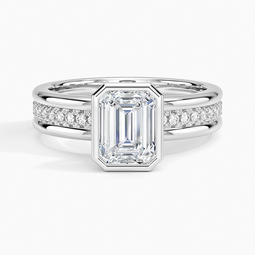 Sofia Triple Band Diamond Ring (1/4 ct. tw.) Platinum Emerald Engagement Ring