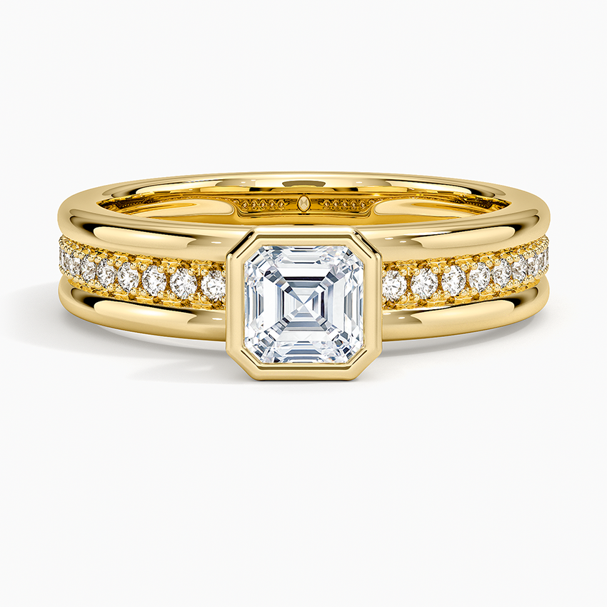Sofia Triple Band Diamond Ring (1/4 ct. tw.) Yellow Gold 18k Asscher Engagement Ring