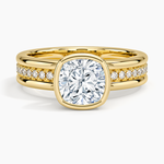 Sofia Triple Band Diamond Ring (1/4 ct. tw.) Yellow Gold 18k Cushion Engagement Ring