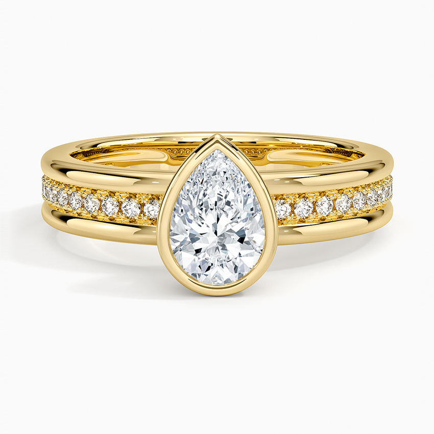 Sofia Triple Band Diamond Ring (1/4 ct. tw.) Yellow Gold 18k Pear Engagement Ring