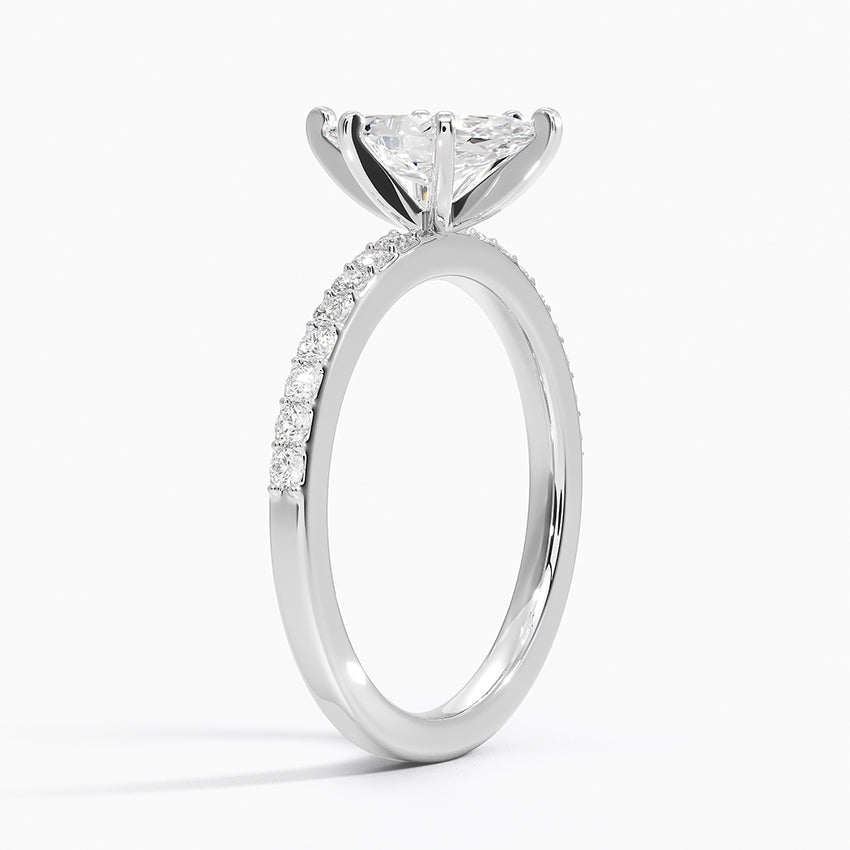 Six Prong Petite Shared Prong Diamond Ring (1/5 ct. tw.) Platinum Marquise Engagement Ring