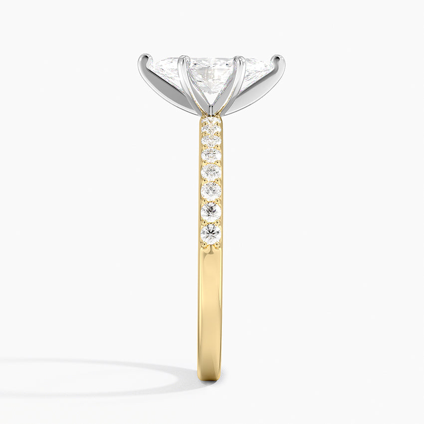 Six Prong Petite Shared Prong Diamond Ring (1/5 ct. tw.) Yellow Gold 18k Marquise Engagement Ring
