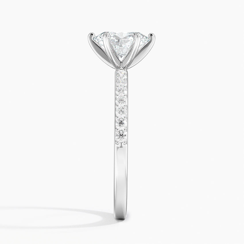 Six Prong Petite Shared Prong Diamond Ring (1/5 ct. tw.) Platinum Oval Engagement Ring
