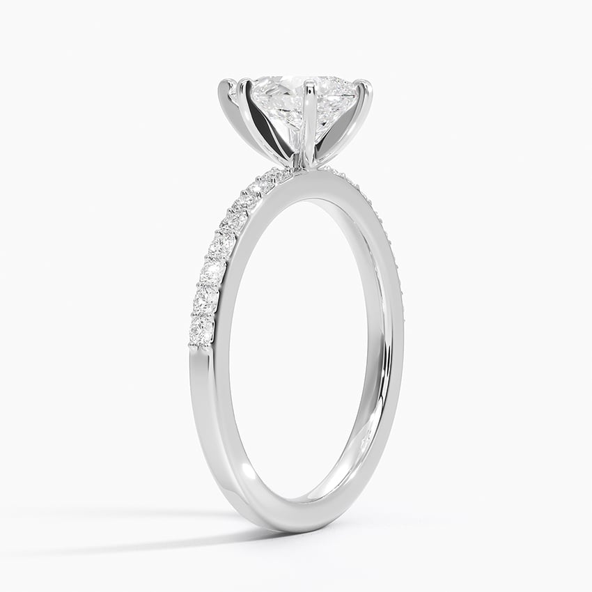 Six Prong Petite Shared Prong Diamond Ring (1/5 ct. tw.) Platinum Princess Engagement Ring