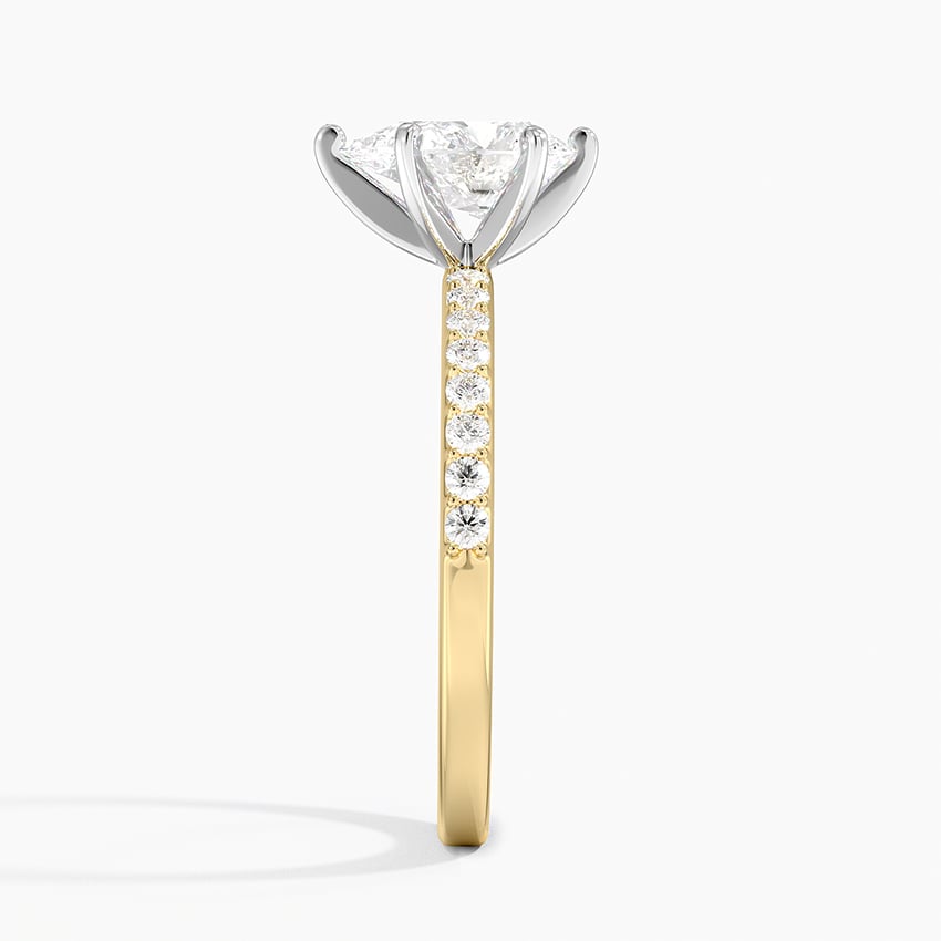 Six Prong Petite Shared Prong Diamond Ring (1/5 ct. tw.) Yellow Gold 18k Princess Engagement Ring
