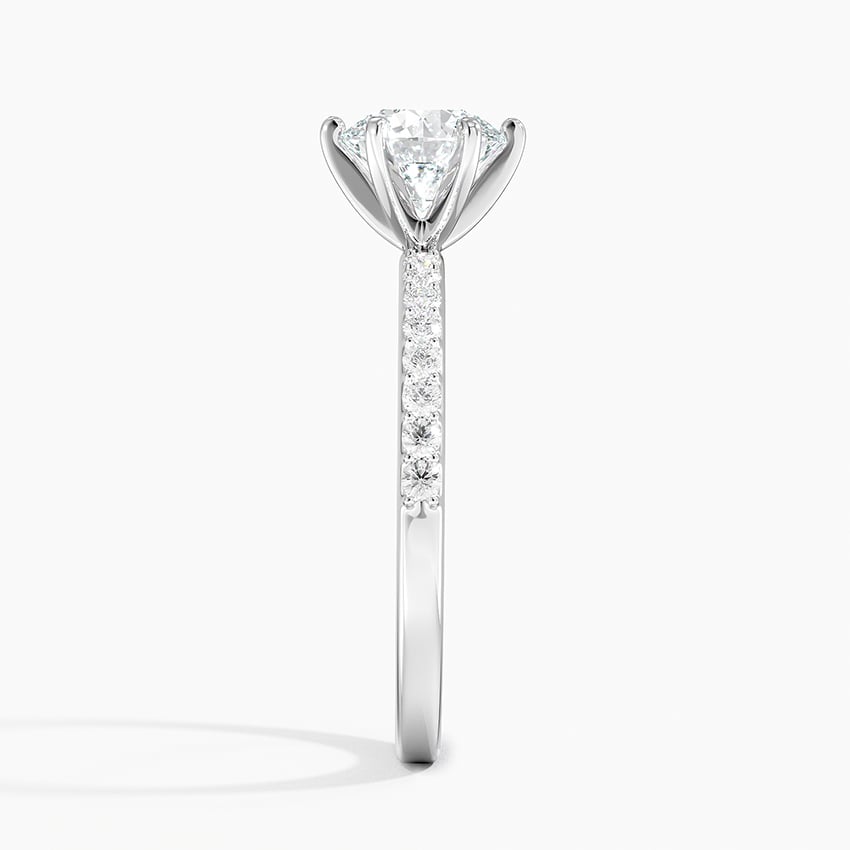 Six Prong Petite Shared Prong Diamond Ring (1/5 ct. tw.) Platinum Round Engagement Ring