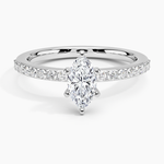 Six Prong Petite Shared Prong Diamond Ring (1/5 ct. tw.) Platinum Marquise Engagement Ring