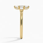 Floating Three Stone Pear Diamond Ring Yellow Gold 18k Marquise Engagement Ring