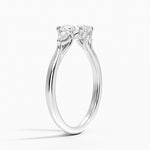 Floating Three Stone Pear Diamond Ring Platinum Oval Engagement Ring