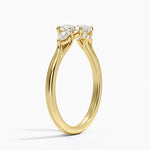 Floating Three Stone Pear Diamond Ring Yellow Gold 18k Oval Engagement Ring
