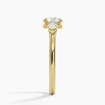 Floating Three Stone Pear Diamond Ring Yellow Gold 18k Round Engagement Ring