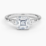 Floating Three Stone Pear Diamond Ring Platinum Asscher Engagement Ring