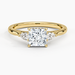 Floating Three Stone Pear Diamond Ring Yellow Gold 18k Princess Engagement Ring