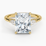 Floating Three Stone Pear Diamond Ring Yellow Gold 18k Radiant Engagement Ring