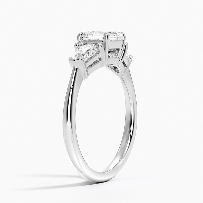 Shield Cut Three Stone Diamond Ring (1/2 ct. tw.) Platinum Asscher Engagement Ring