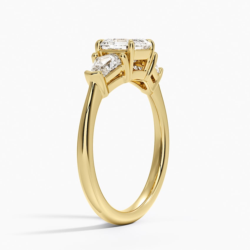 Shield Cut Three Stone Diamond Ring (1/2 ct. tw.) Yellow Gold 18k Asscher Engagement Ring