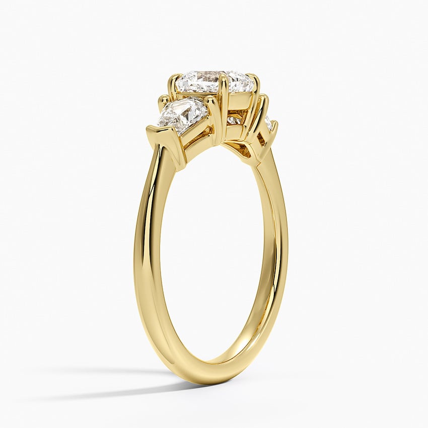 Shield Cut Three Stone Diamond Ring (1/2 ct. tw.) Yellow Gold 18k Cushion Engagement Ring