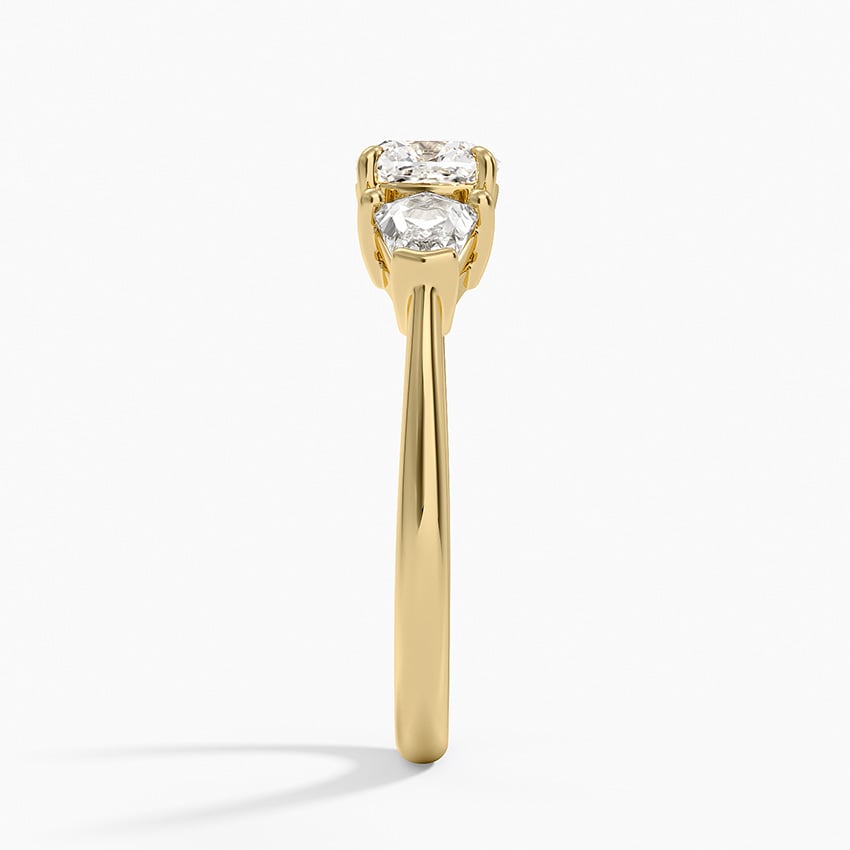 Shield Cut Three Stone Diamond Ring (1/2 ct. tw.) Yellow Gold 18k Cushion Engagement Ring