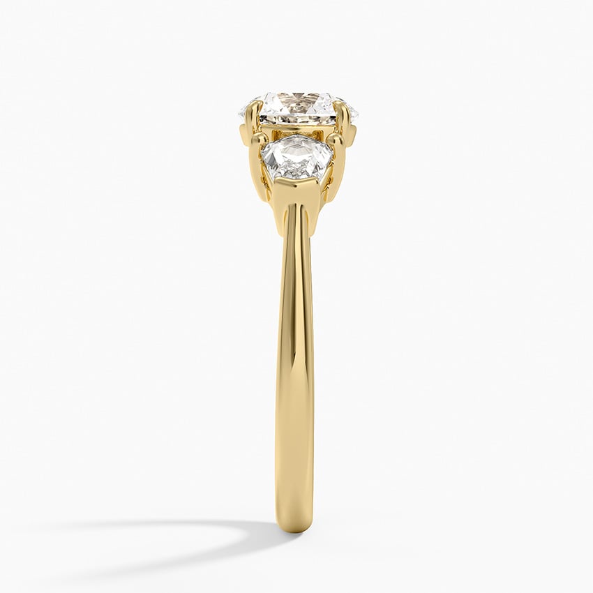 Shield Cut Three Stone Diamond Ring (1/2 ct. tw.) Yellow Gold 18k Round Engagement Ring