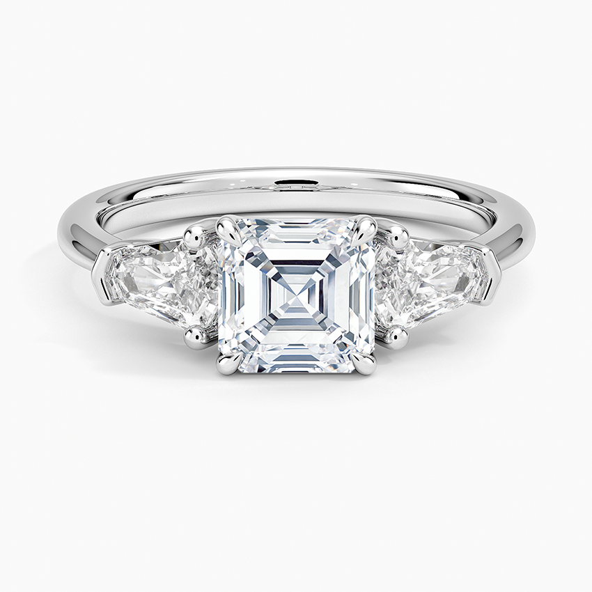 Shield Cut Three Stone Diamond Ring (1/2 ct. tw.) Platinum Asscher Engagement Ring