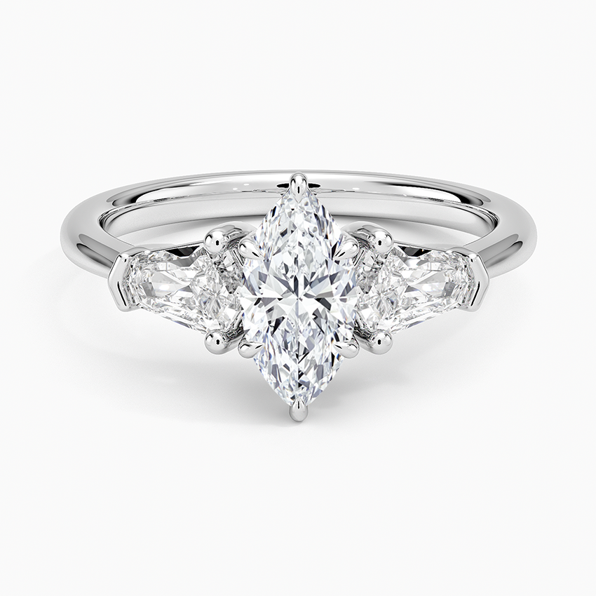 Shield Cut Three Stone Diamond Ring (1/2 ct. tw.) Platinum Marquise Engagement Ring
