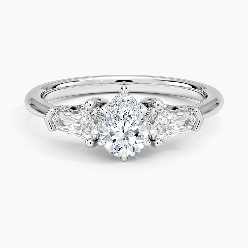 Shield Cut Three Stone Diamond Ring (1/2 ct. tw.) Platinum Pear Engagement Ring